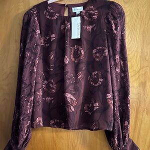 Evereve Cooper Pleated Blouse Small NWT